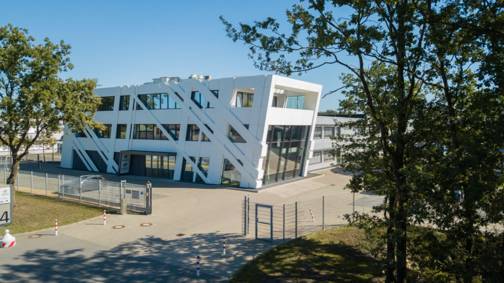 Modern office building with a unique design