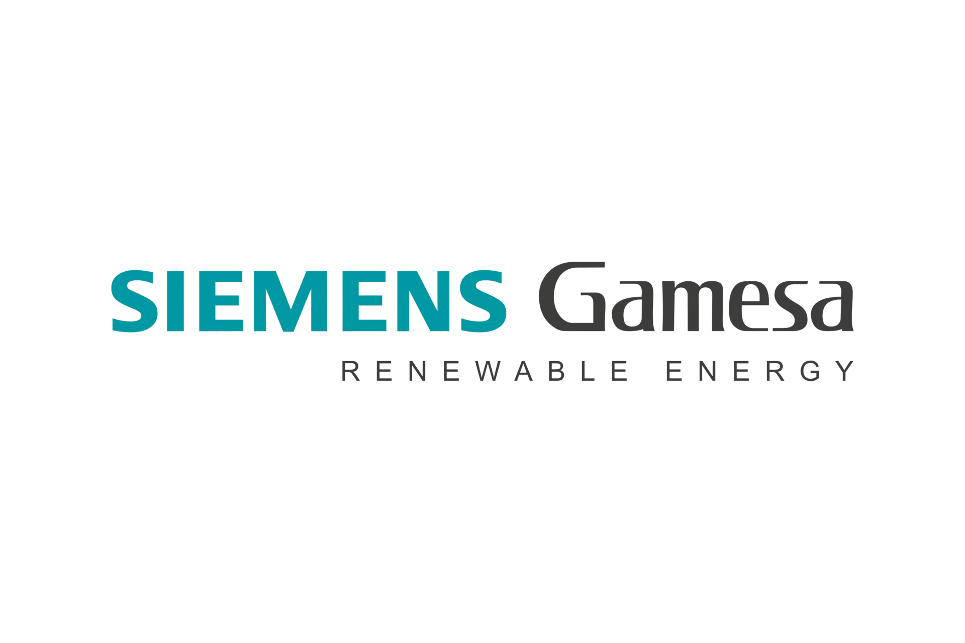 Logo von Siemens Gamesa Renewable Energy auf dunkelgrünem Hintergrund