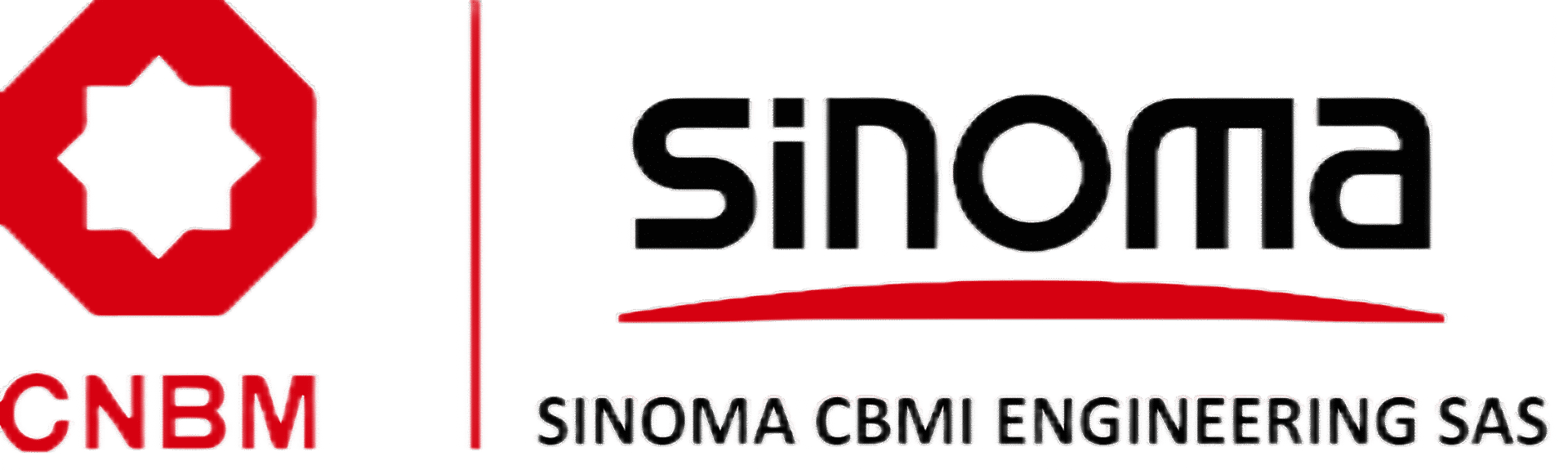 Firmenlogo mit rotem CNBM-Symbol und dem Schriftzug „Sinoma“ sowie „SINOMA CBMI ENGINEERING SAS“