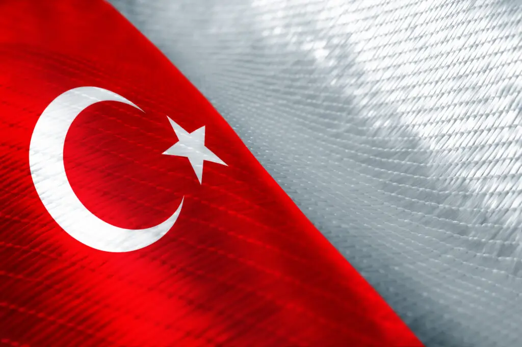 Waving Turkish flag with red and white colors
